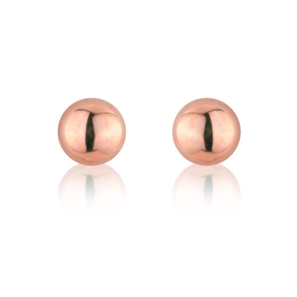 9ct Rose Gold Half Bead Stud Earrings