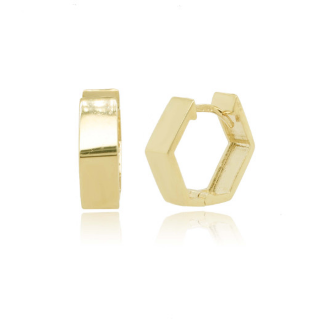 9ct Yellow Gold Pentagon Hoop Earrings