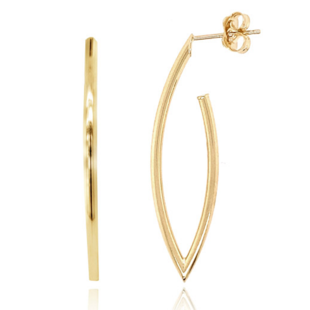 9ct Yellow Gold Open Marquise Drop Earrings