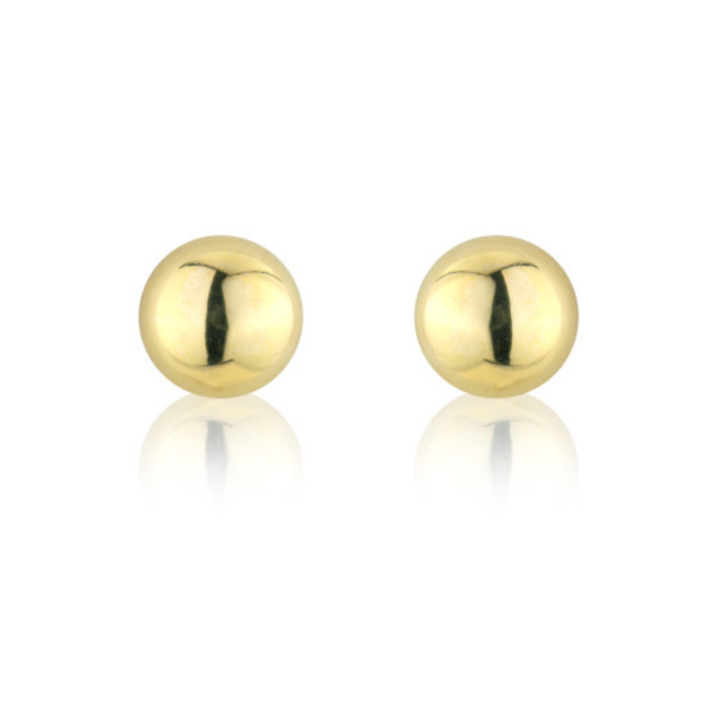 9ct Yellow Gold Half Bead Stud Earrings