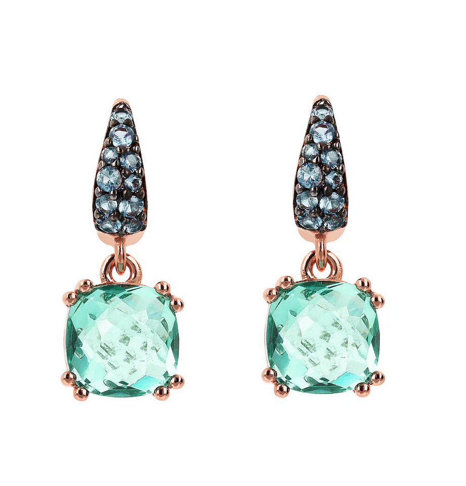 Pendant Earrings with Nano Square Crystal and Pavé