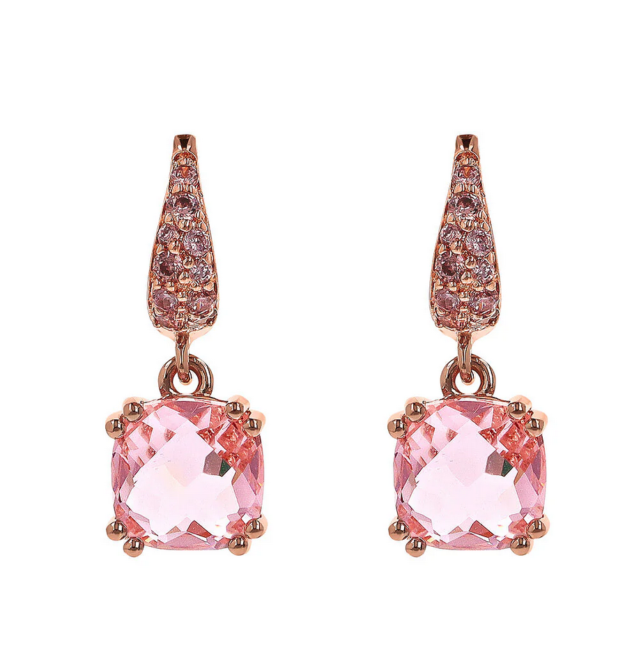 Pendant Earrings with Nano Square Crystal and Pavé