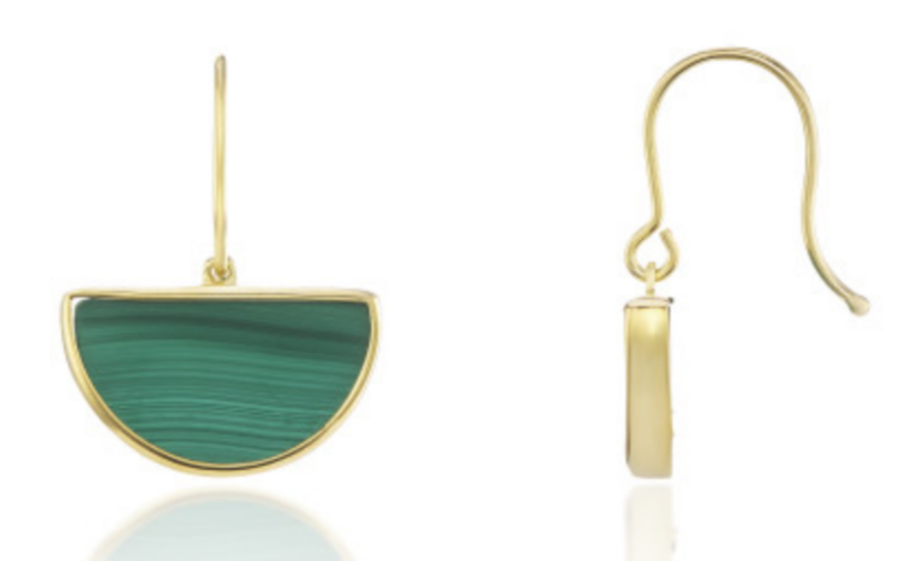 9ct Yellow Gold Malachite Drop Earrings