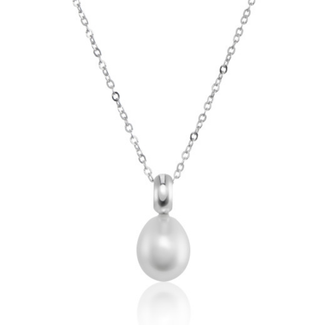 9ct White Gold Culture Pearl Pendant Necklace