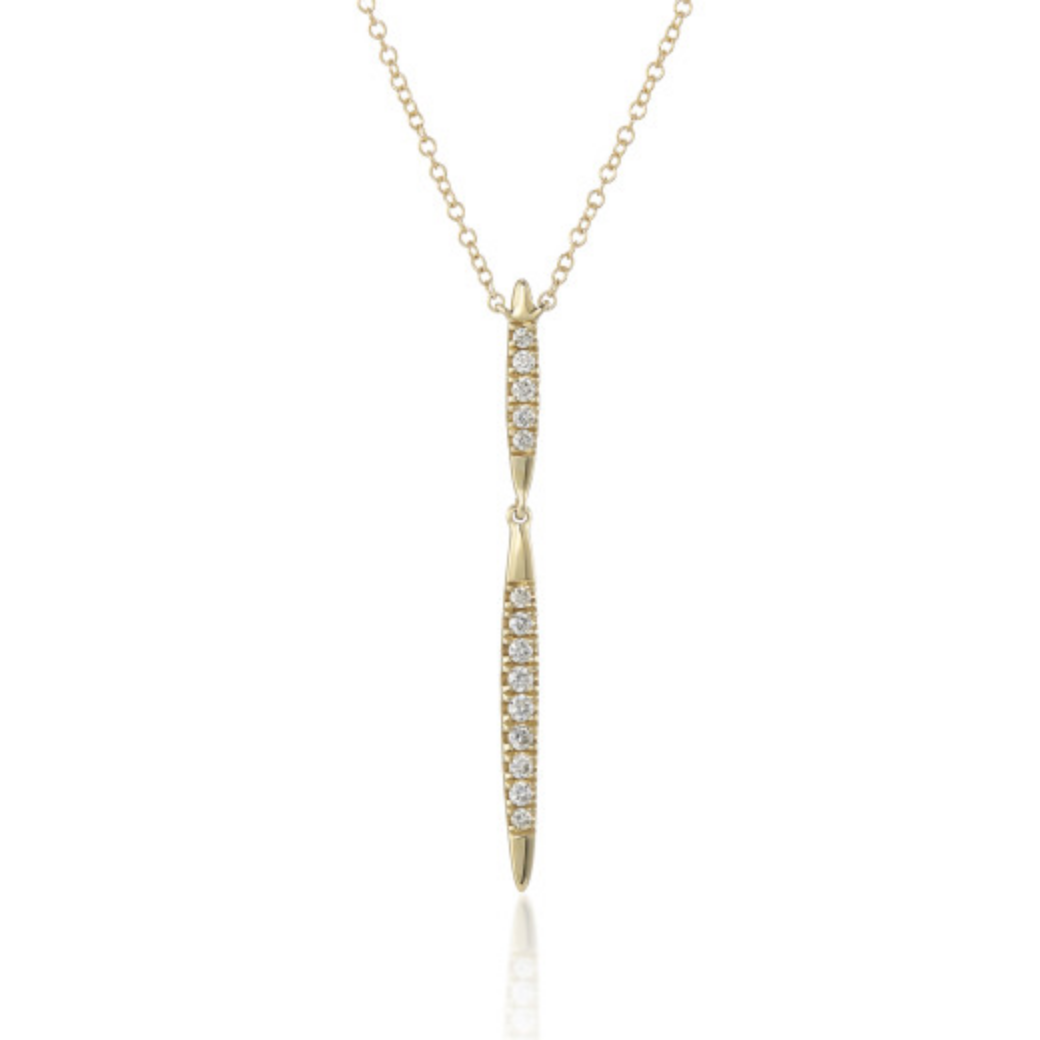 9ct Yellow Gold Diamond Long Drop Necklace