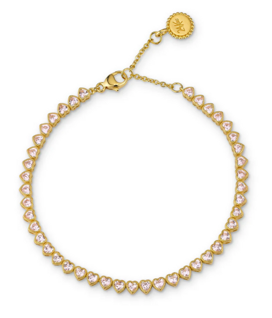 24Kae Bracelet With Pink Heart Shaped Stones