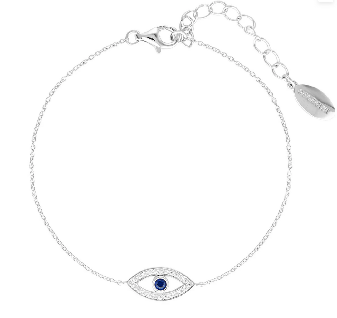 Georgini Rock Star Sterling Silver Blue Evil Eye Bracelet