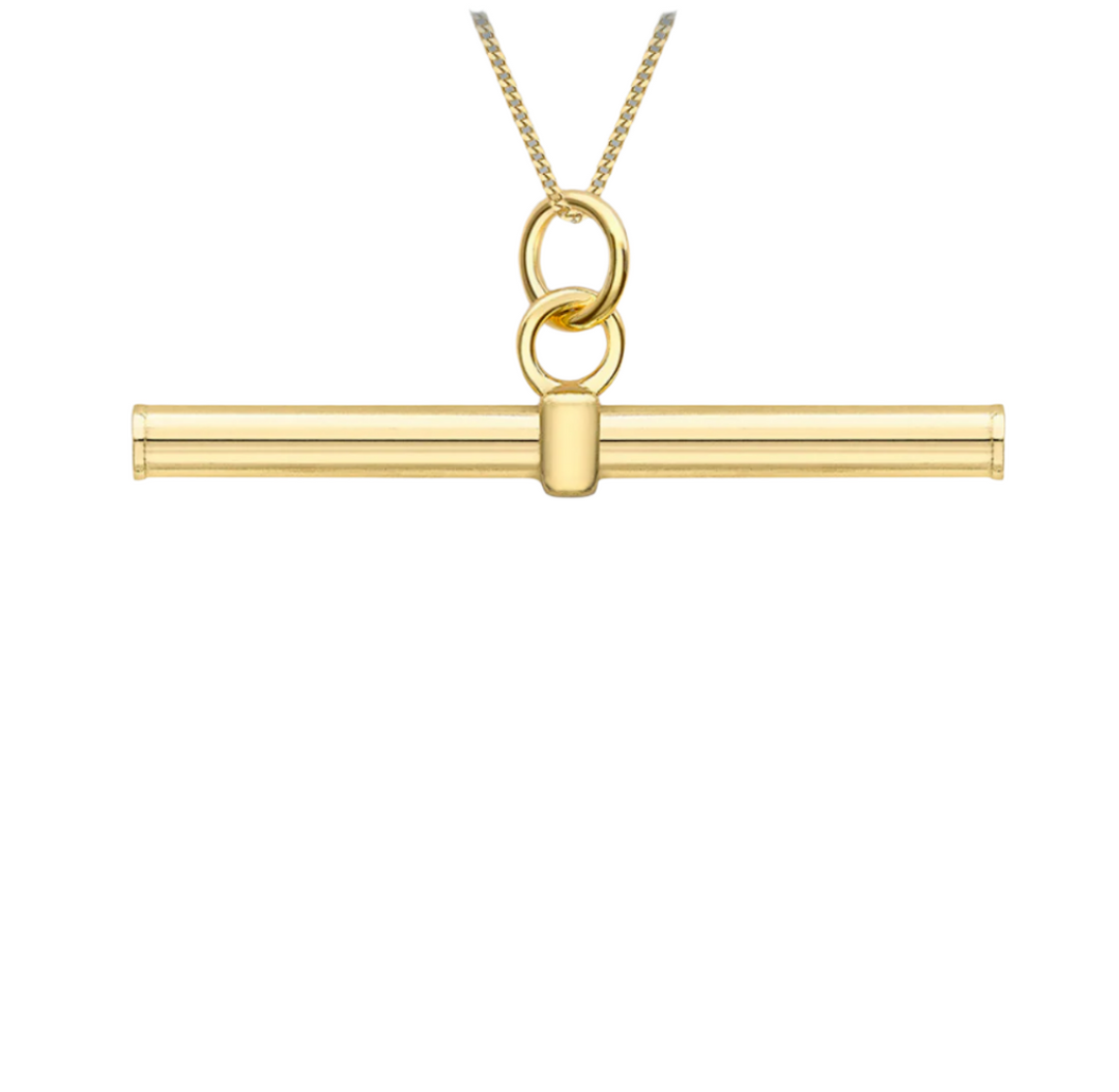 9ct Yellow Gold 30mm x 10mm Round T-Bar Pendant (Pls note price is only for pendant, chain not included)