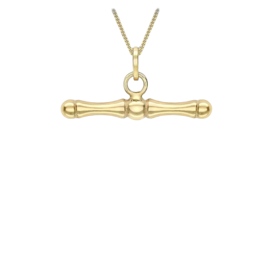 9ct Yellow Gold 23.2mm x 11.4mm 'Dog Bone' T-Bar Pendant (Pls note price is only for pendant, chain not included)