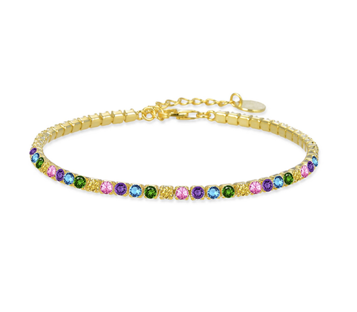 925 Sterling Silver Bracelet with Multicolor Zirconia