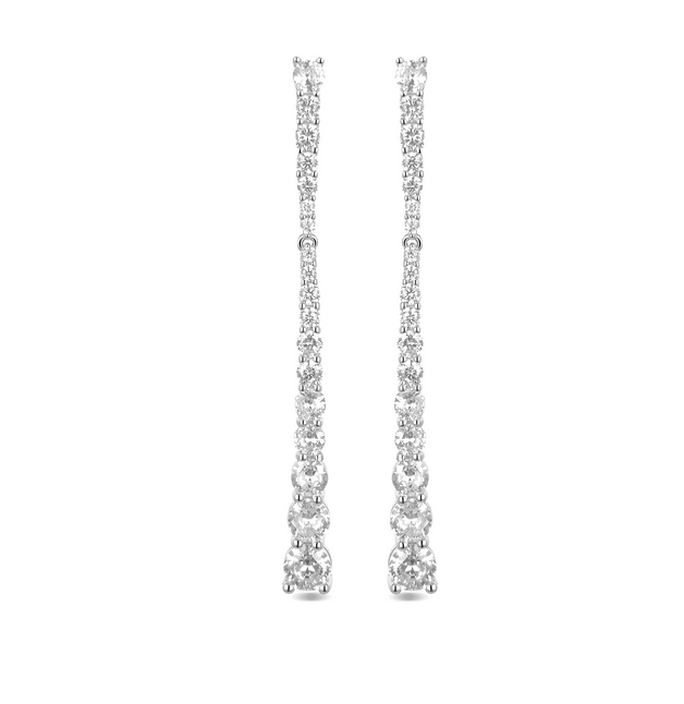 925 Sterling Silver Earrings with Brilliant Zirconia finished in Rhodium - Chetman