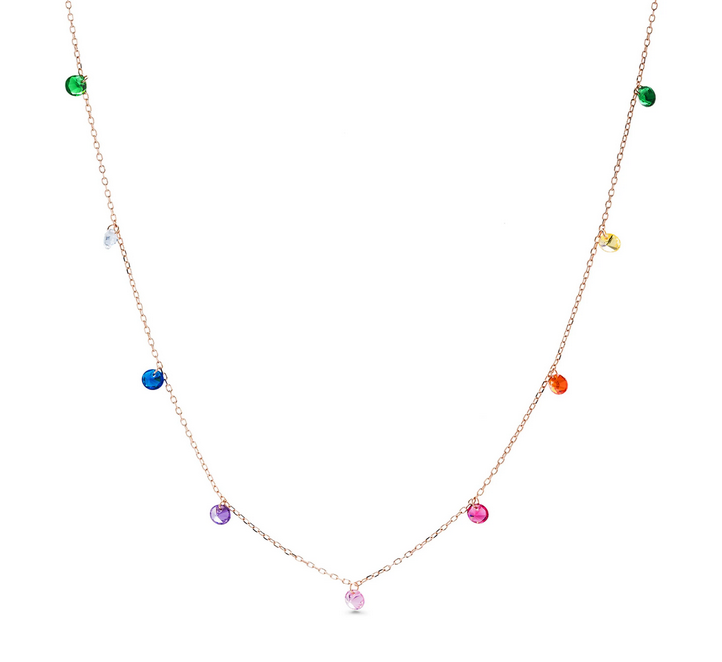 Luxenter Rolcon 925 Sterling Silver Necklace with Multicolor Zirconia