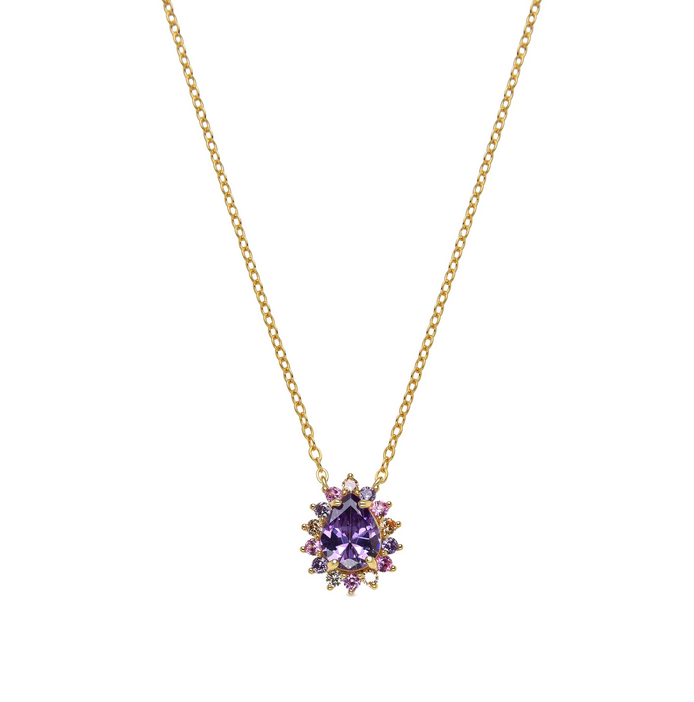 Luxenter Oli 925 Sterling Silver Necklace with Multicolor Zirconia