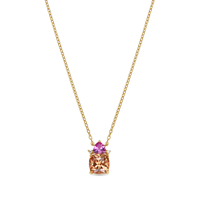Luxenter Terbia 925 Sterling Silver Necklace with Multicolor Zirconia