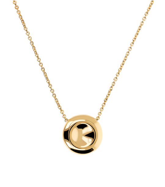 Golden Chain Necklace with Shiny Button Pendant
