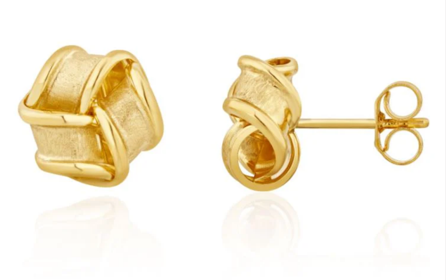 9ct Yellow Gold Satin/Polished Ribbon Knot Stud Earrings – Barnes