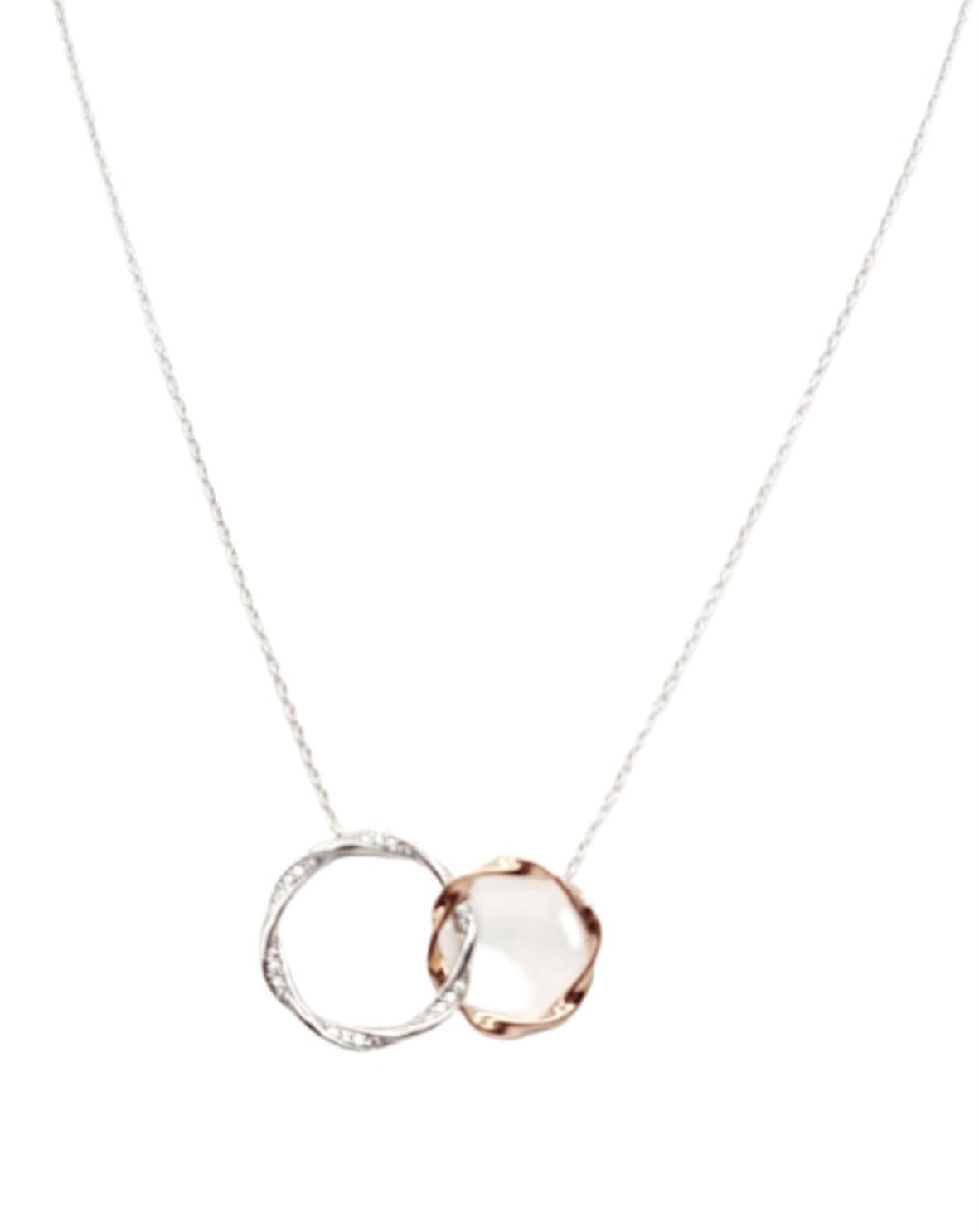 Cubic Zirconia Two Tone Circle Necklace