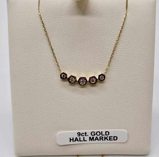 9ct Gold with Five Stones Necklace