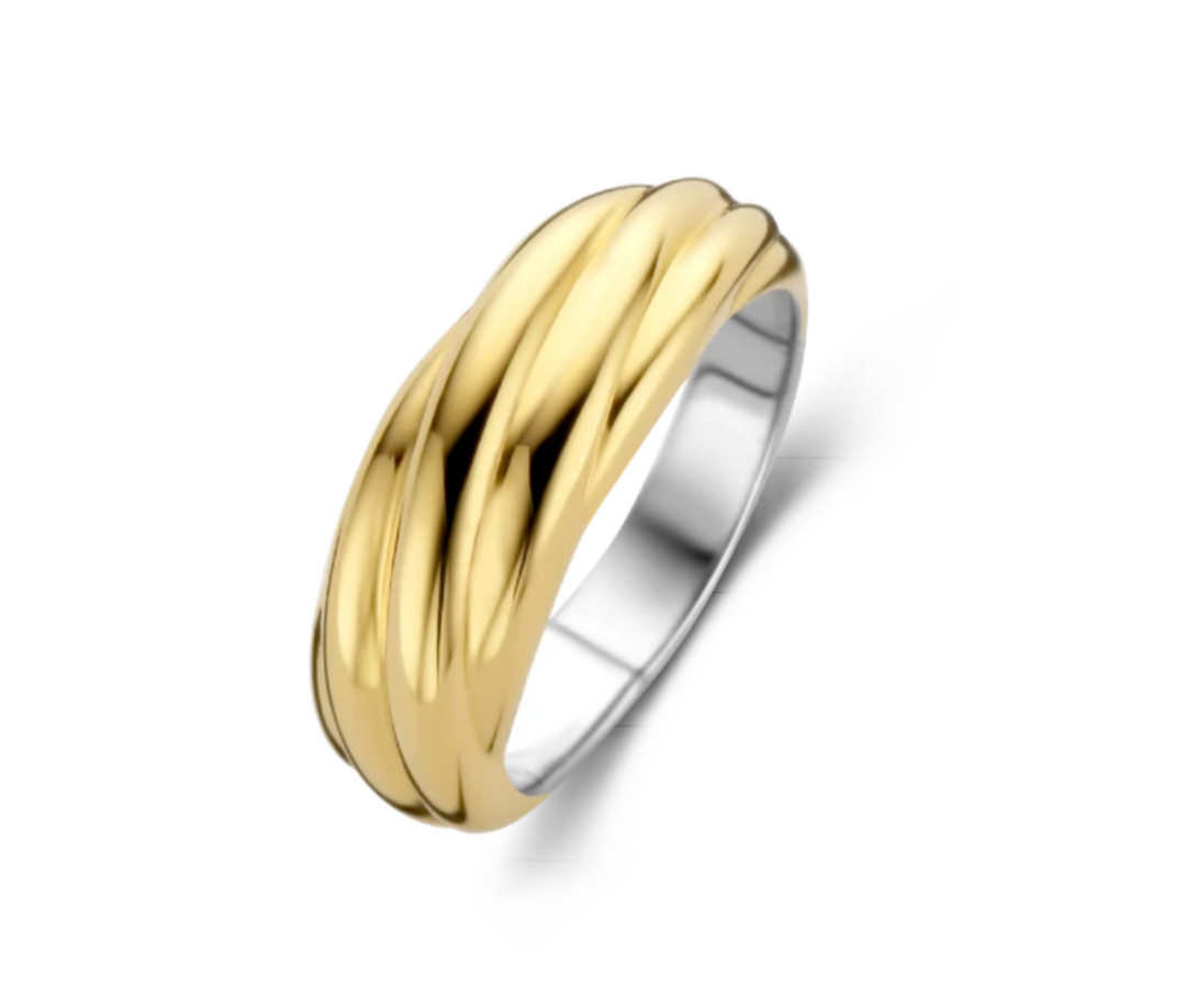 Ti Sento Milano Yellow Gold Plated Twisted Ladies Ring