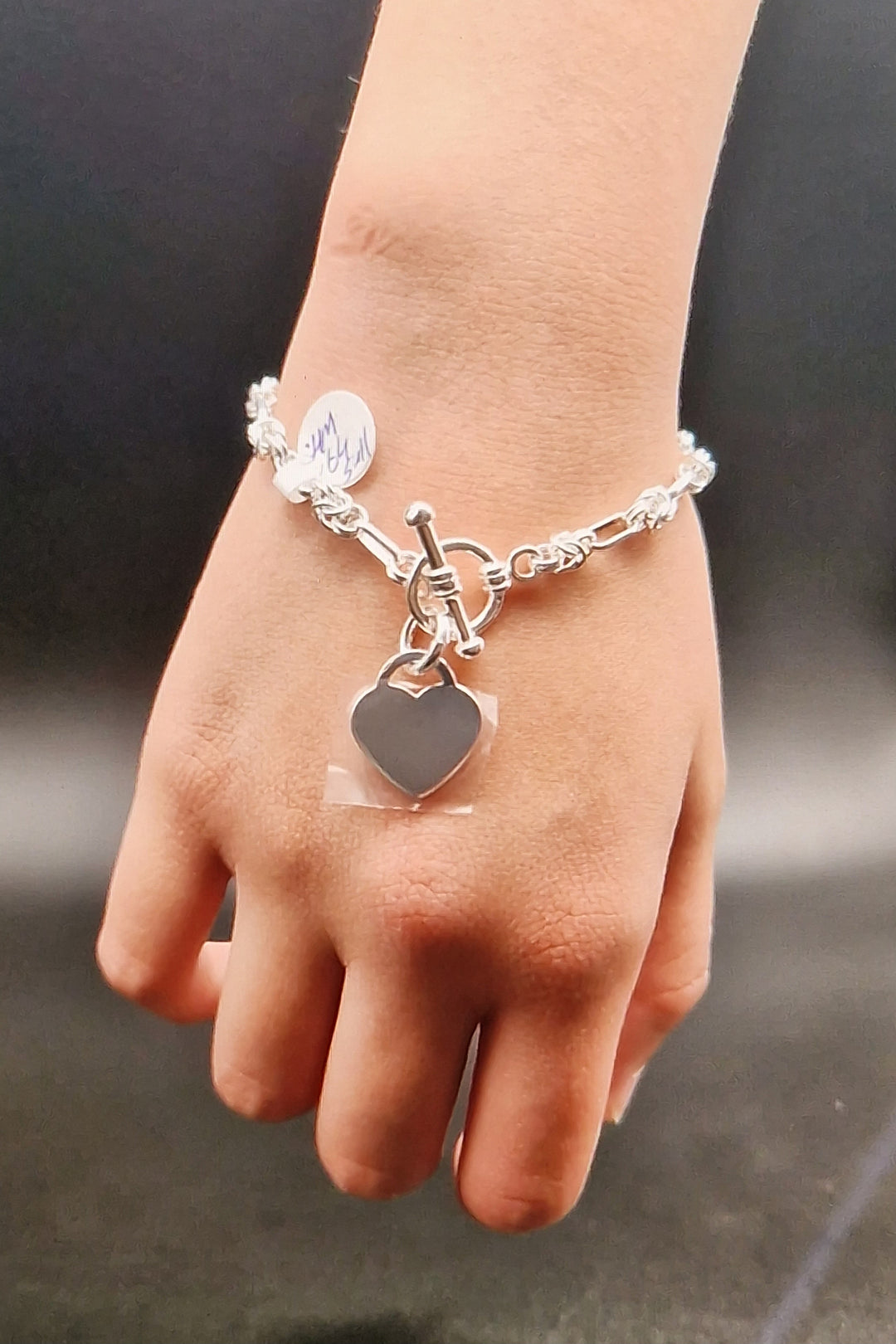 Sterling Silver Bracelet With Heart Clasps