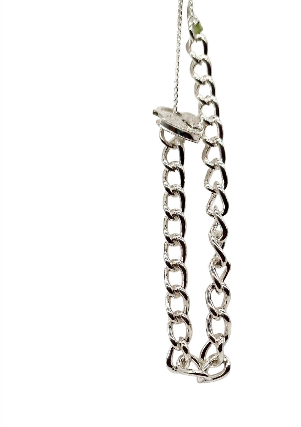 Sterling Silver Heart T-Bar Curb Chain Bracelet