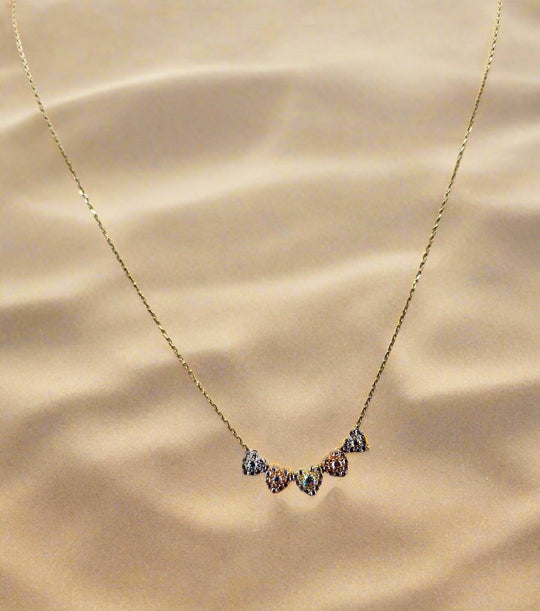 Row of 5 Hearts Necklace