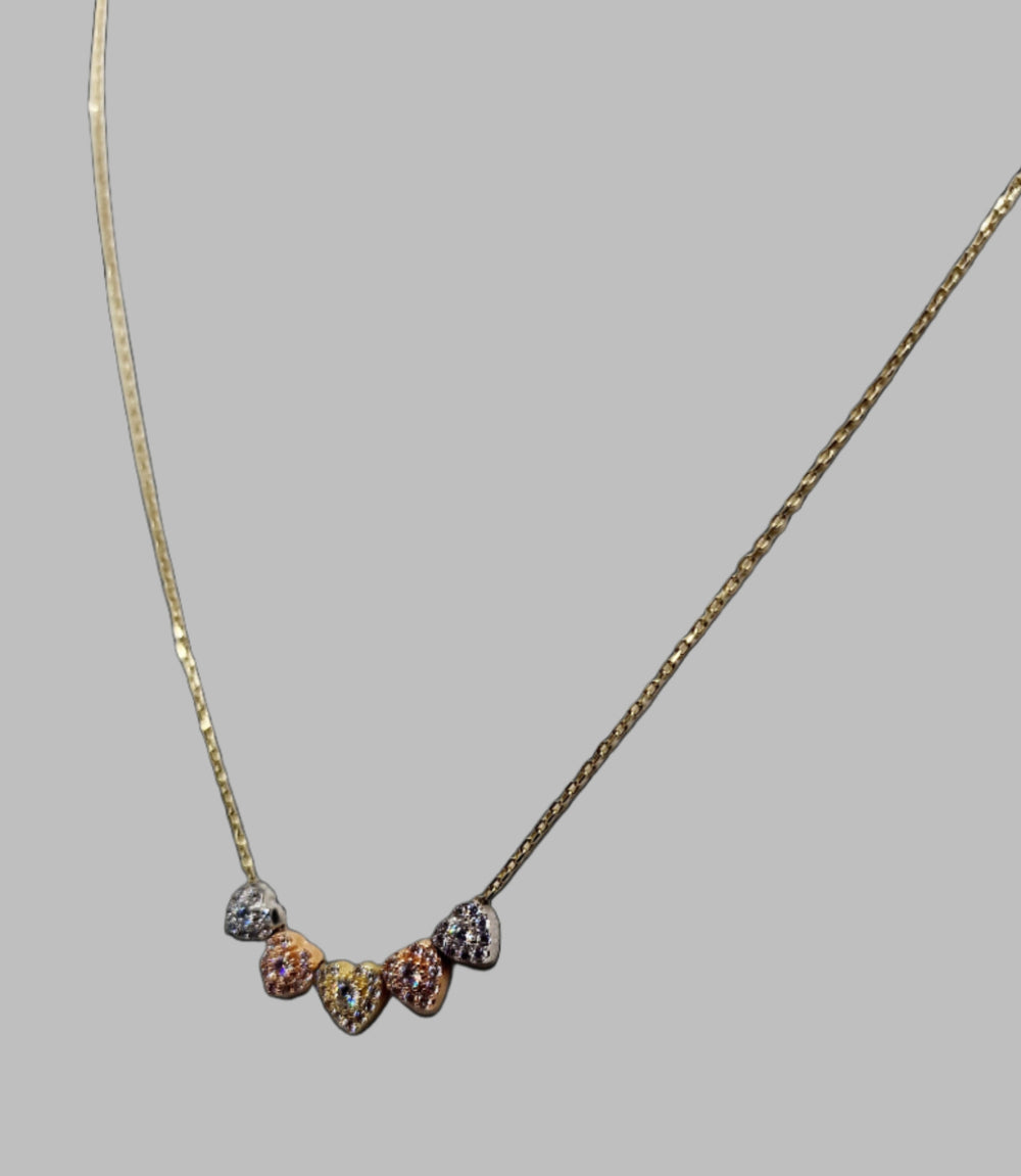 Row of 5 Hearts Necklace