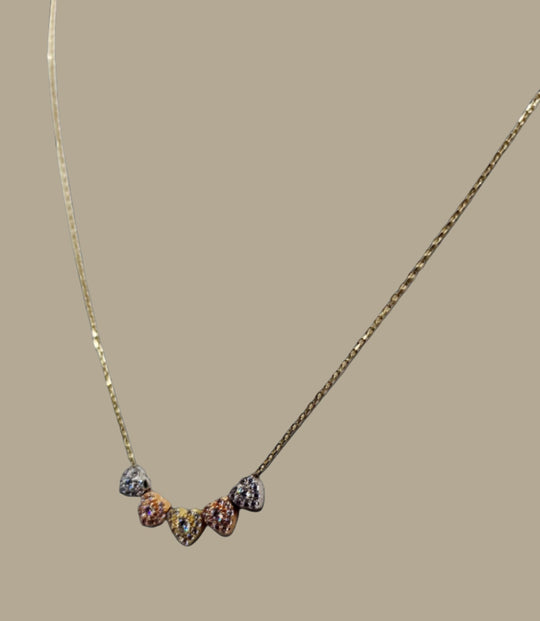 Row of 5 Hearts Necklace