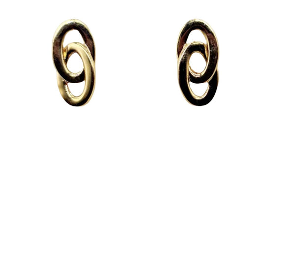 Yellow Gold Open Oval Twist Drop Earrings