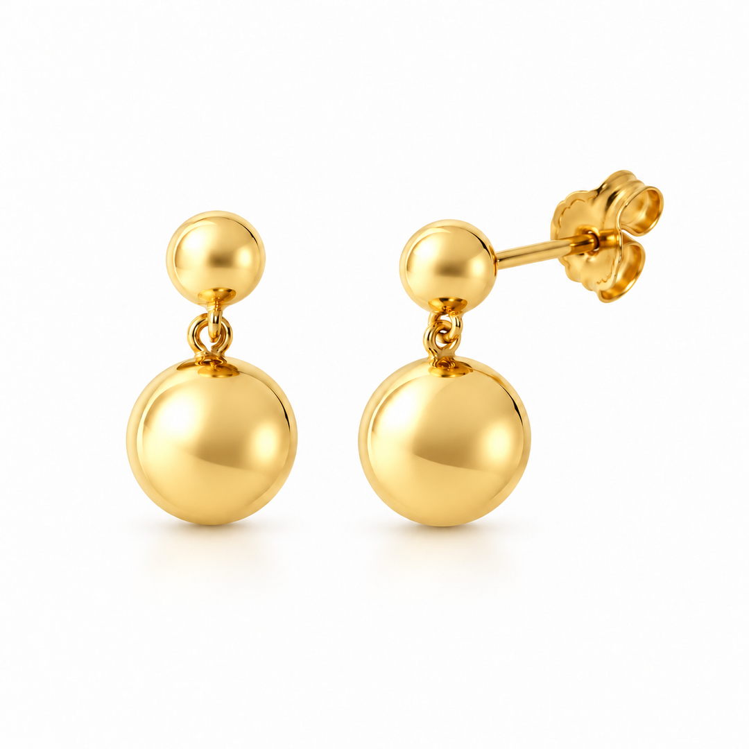 9ct Gold Drop Stud Earrings