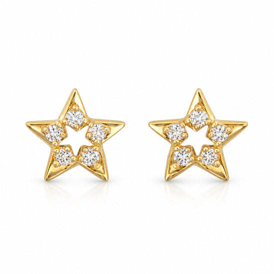 9ct Gold CZ Star Earrings