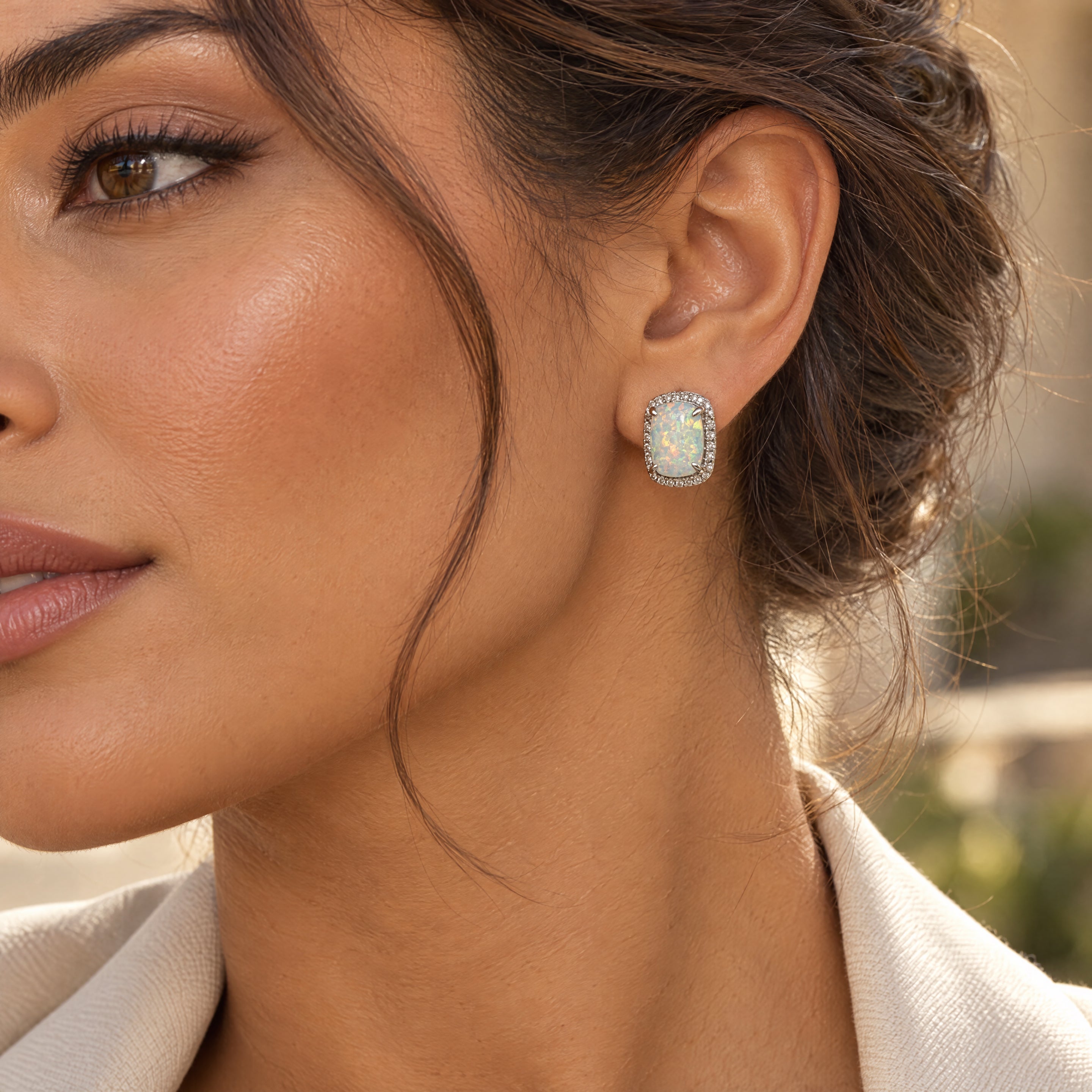 Opal earring studs
