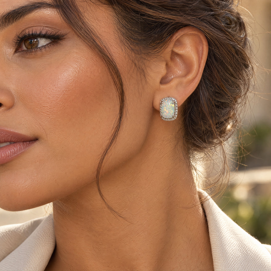 Opal earring studs