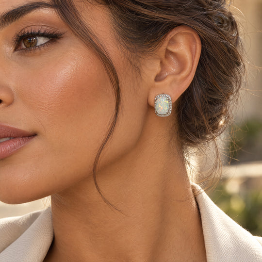 Opal earring studs
