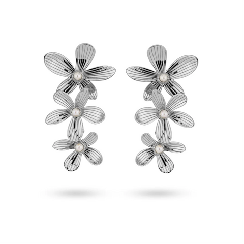 Flowershaped Statement Earrings With Pearls