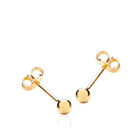 9ct Yellow Gold 3mm Polished Ball Stud Earrings