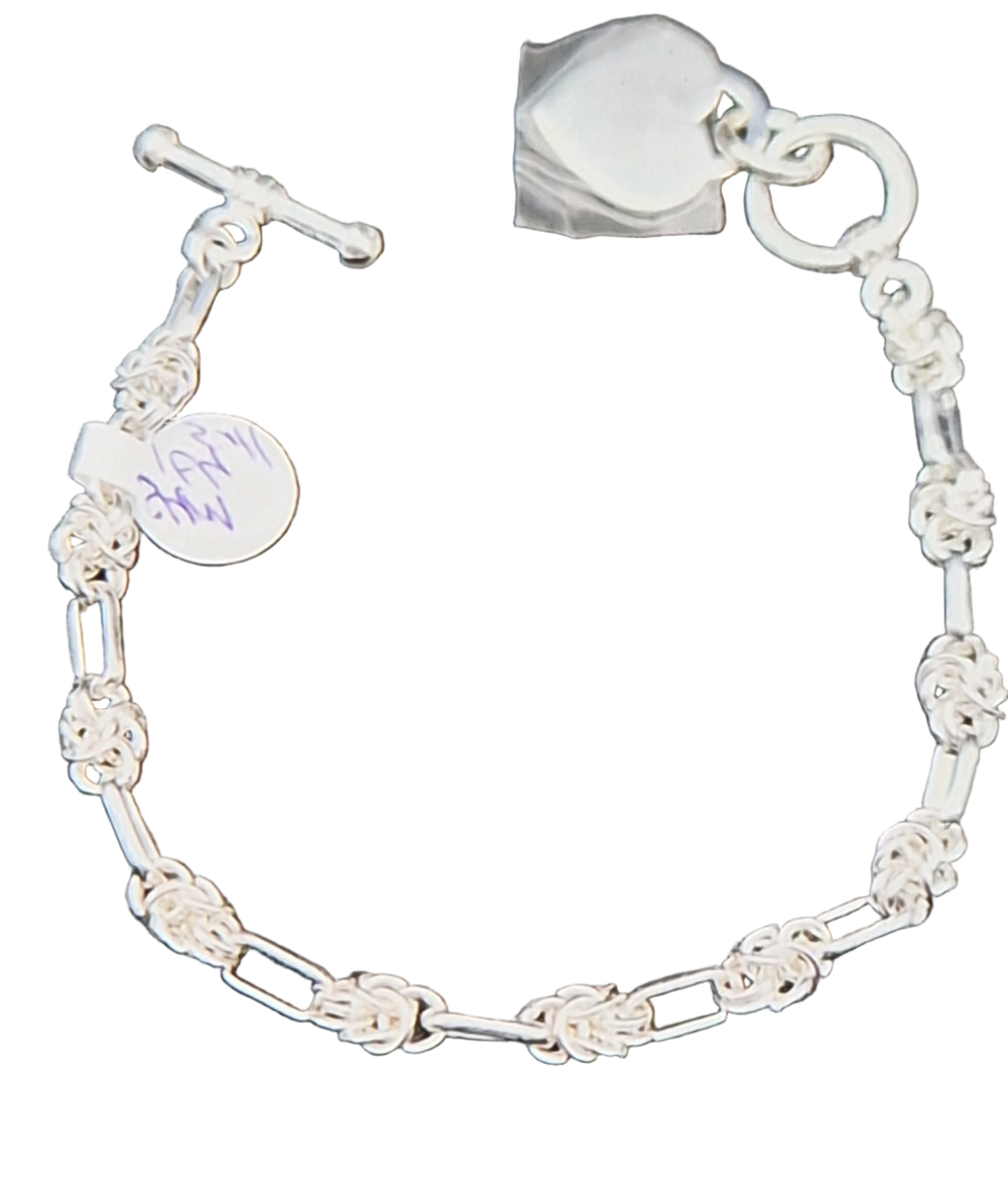 Sterling Silver Bracelet With Heart Clasps