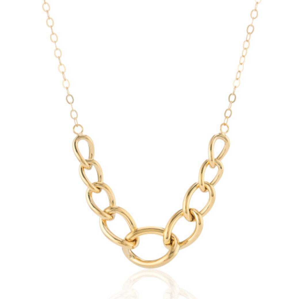 9ct Yellow Gold Graduating Curb Chain Necklace