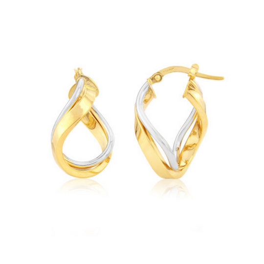 9ct Yellow & White Gold Loop Earrings