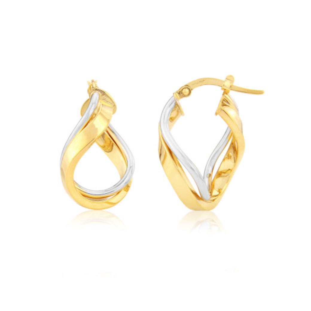 9ct Yellow & White Gold Loop Earrings