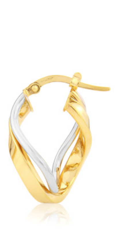 9ct Yellow & White Gold Loop Earrings