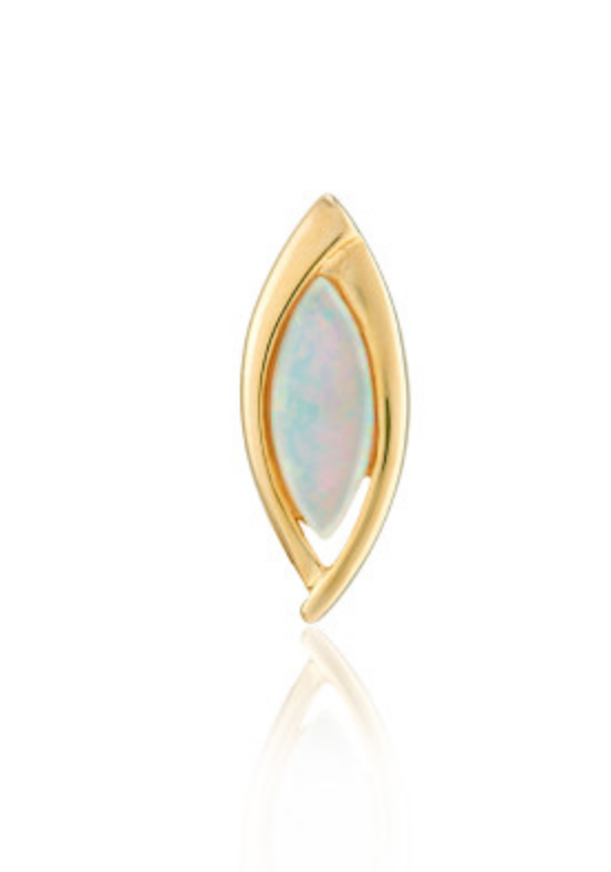 9ct Yellow Gold Created Marquise Opal Earrings