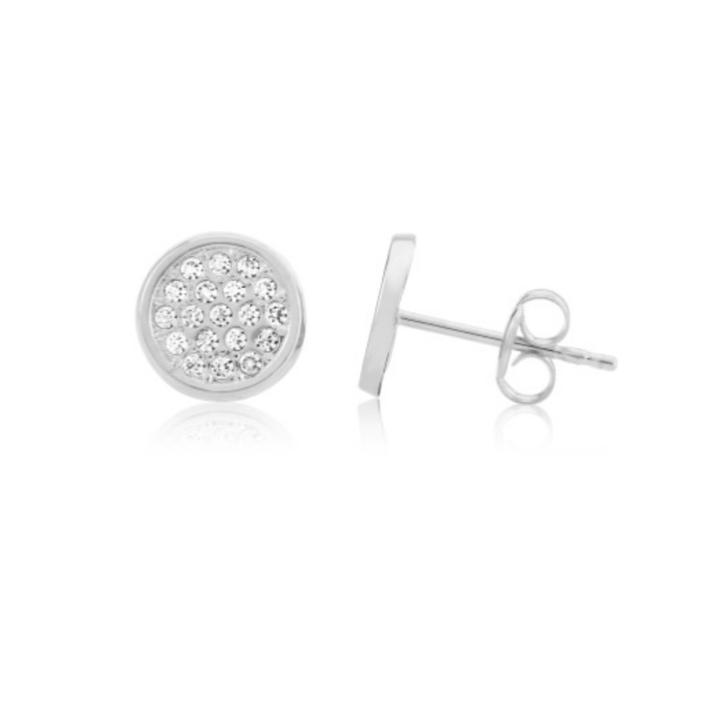 9ct White Gold Pavee Cubic Zirconia Earrings