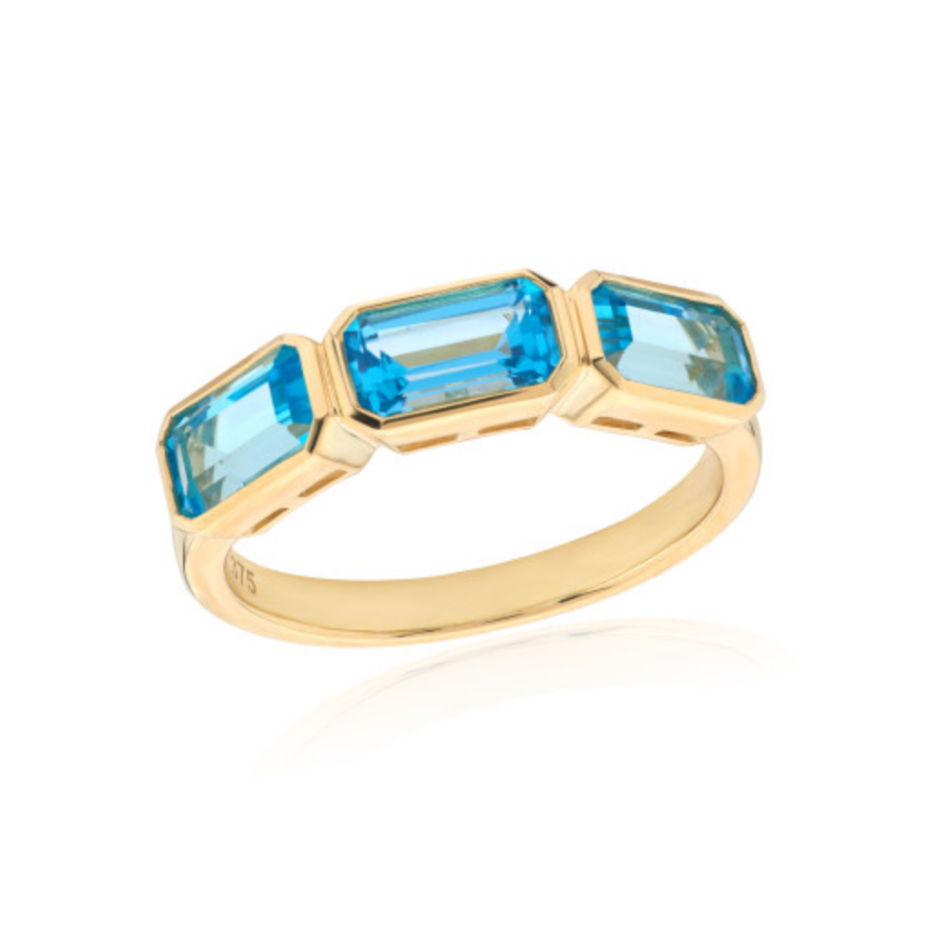 9ct Yellow Gold Swiss Blue Topaz Ring