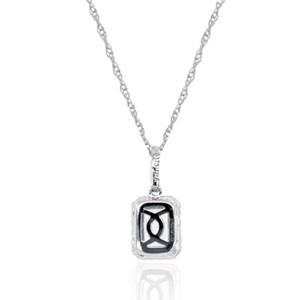 9ct White Gold Diamond and Aquamarine Pendant Necklace