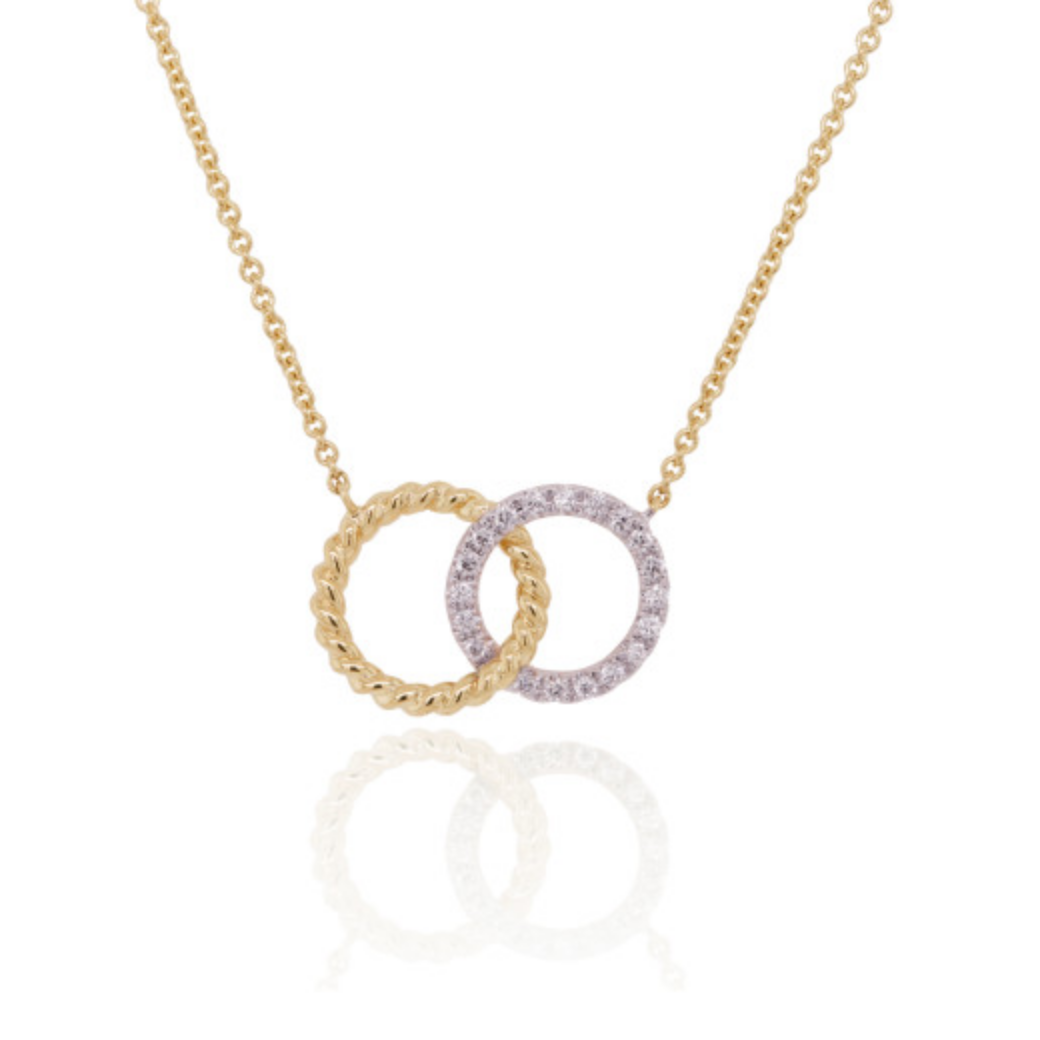 9ct Yellow Rope and White Gold Diamond Interlinked Necklace