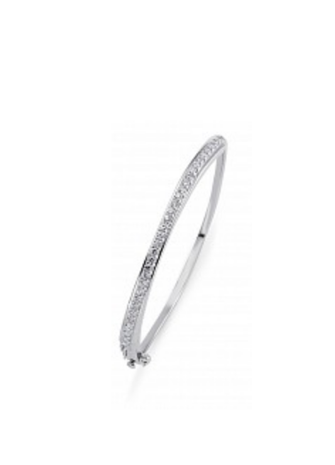 Sterling Silver Cubic Zirconia Half Eternity Bangle