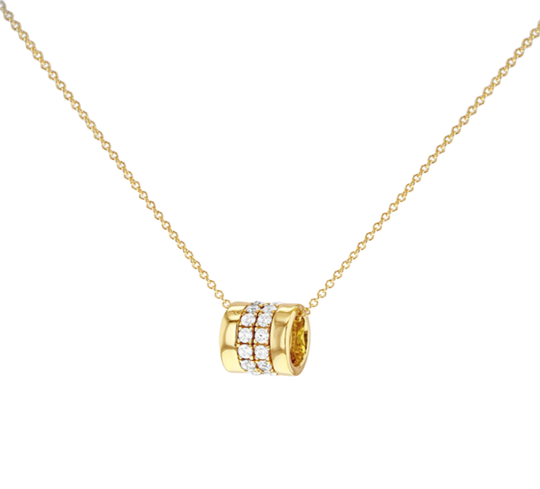 9ct Yellow Gold Wide Ring with CZ Necklace