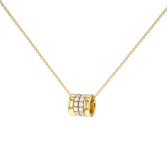 9ct Yellow Gold Wide Ring with CZ Necklace