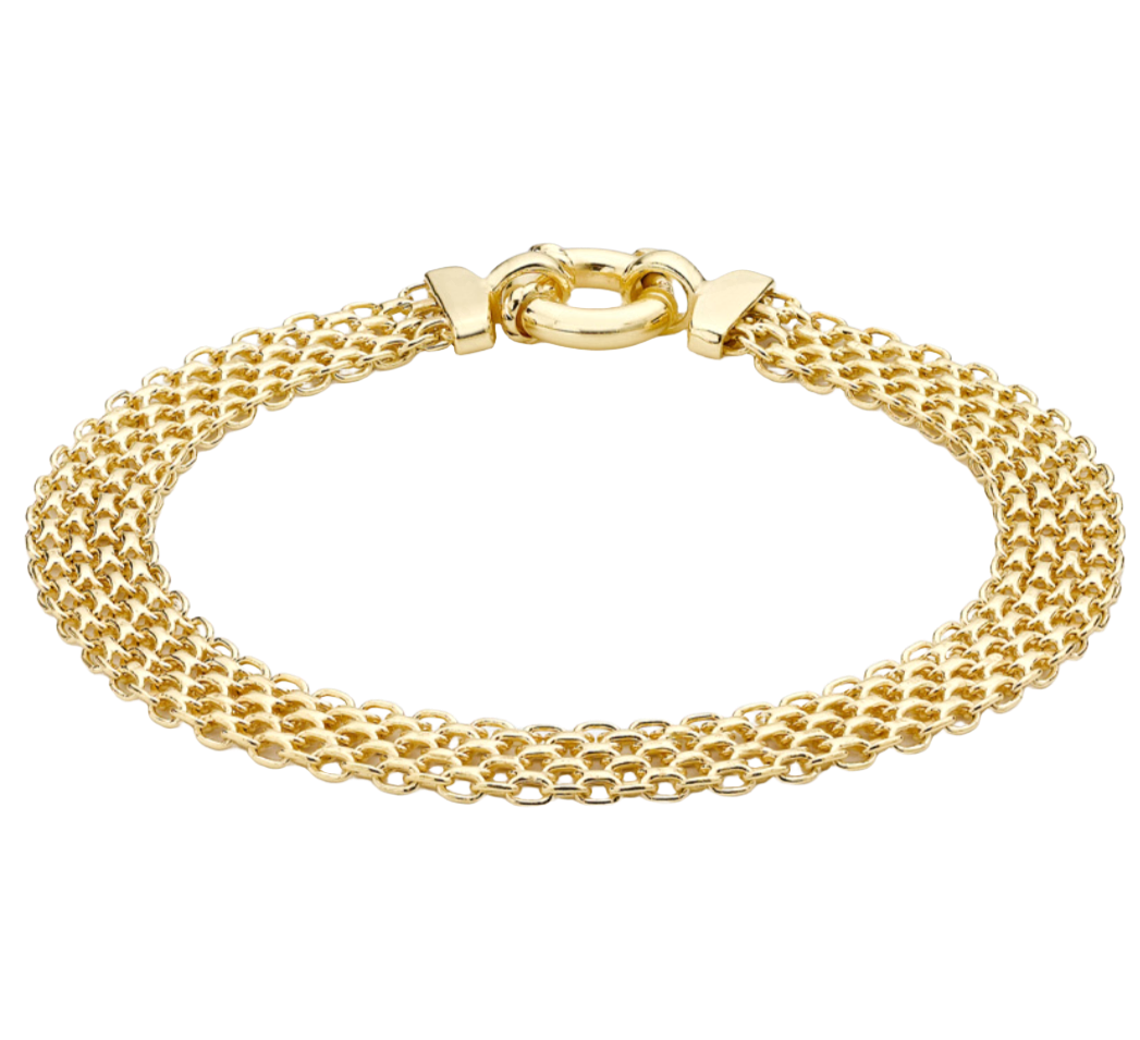 9ct Yellow Gold 7mm Bismark Bracelet 19cm/7.5"